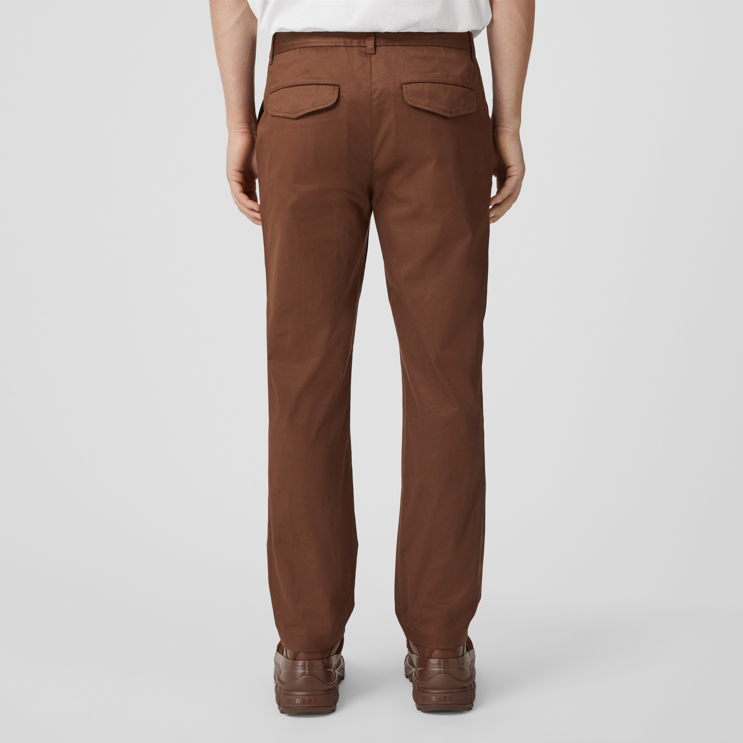 Monogram Motif Cotton Chinos in Deep Earth Brown - Men | Burberry® Official - 3