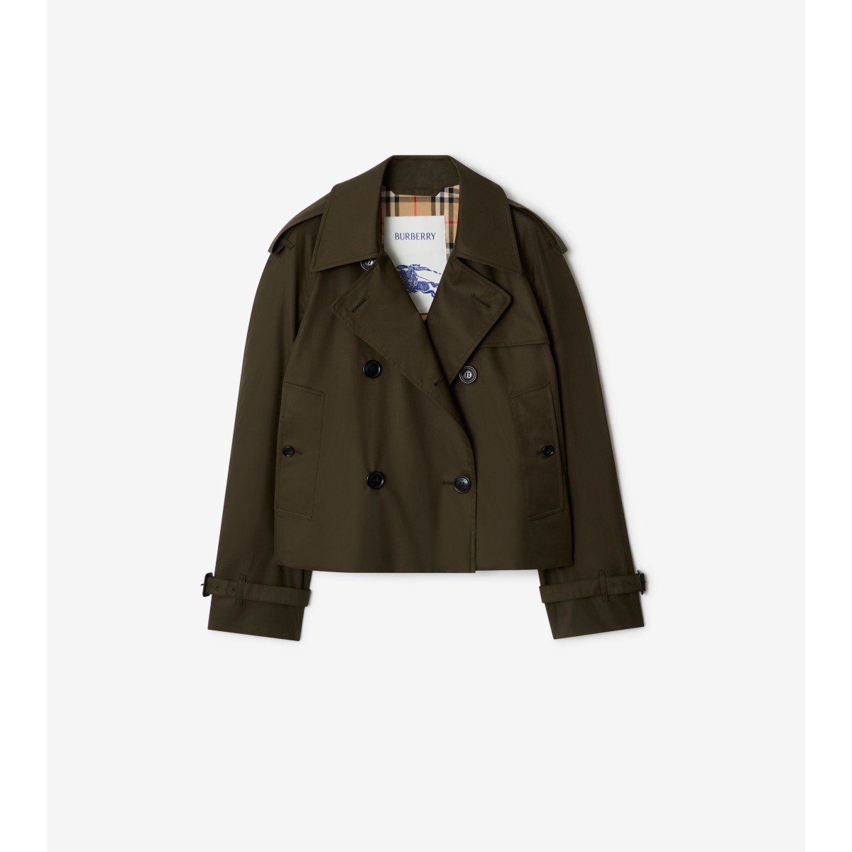  Check Cropped Tropical Gabardine Mayfair Trench Jacket