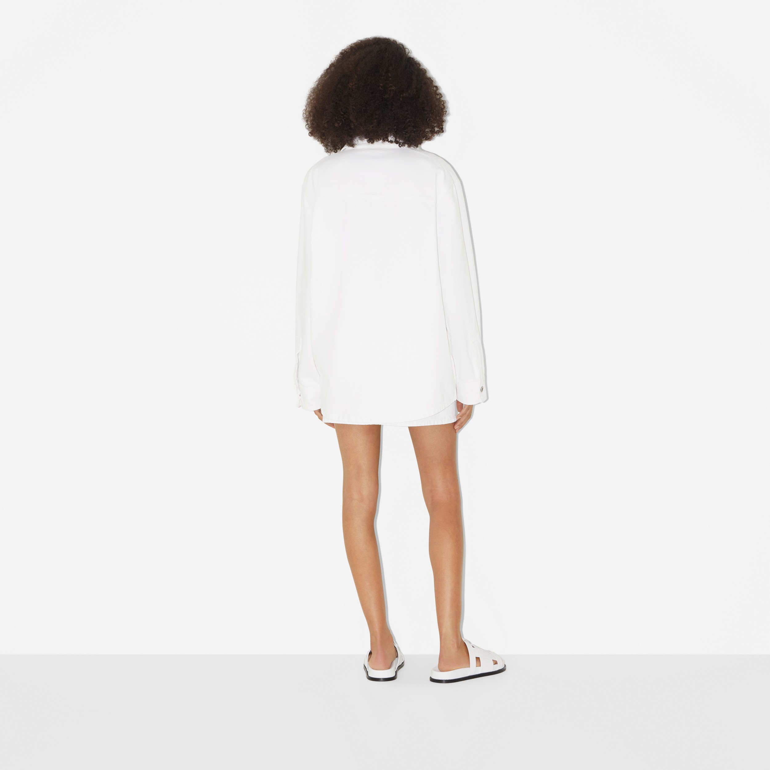 Denim Overshirt in White - Women | Burberry® Official - 4