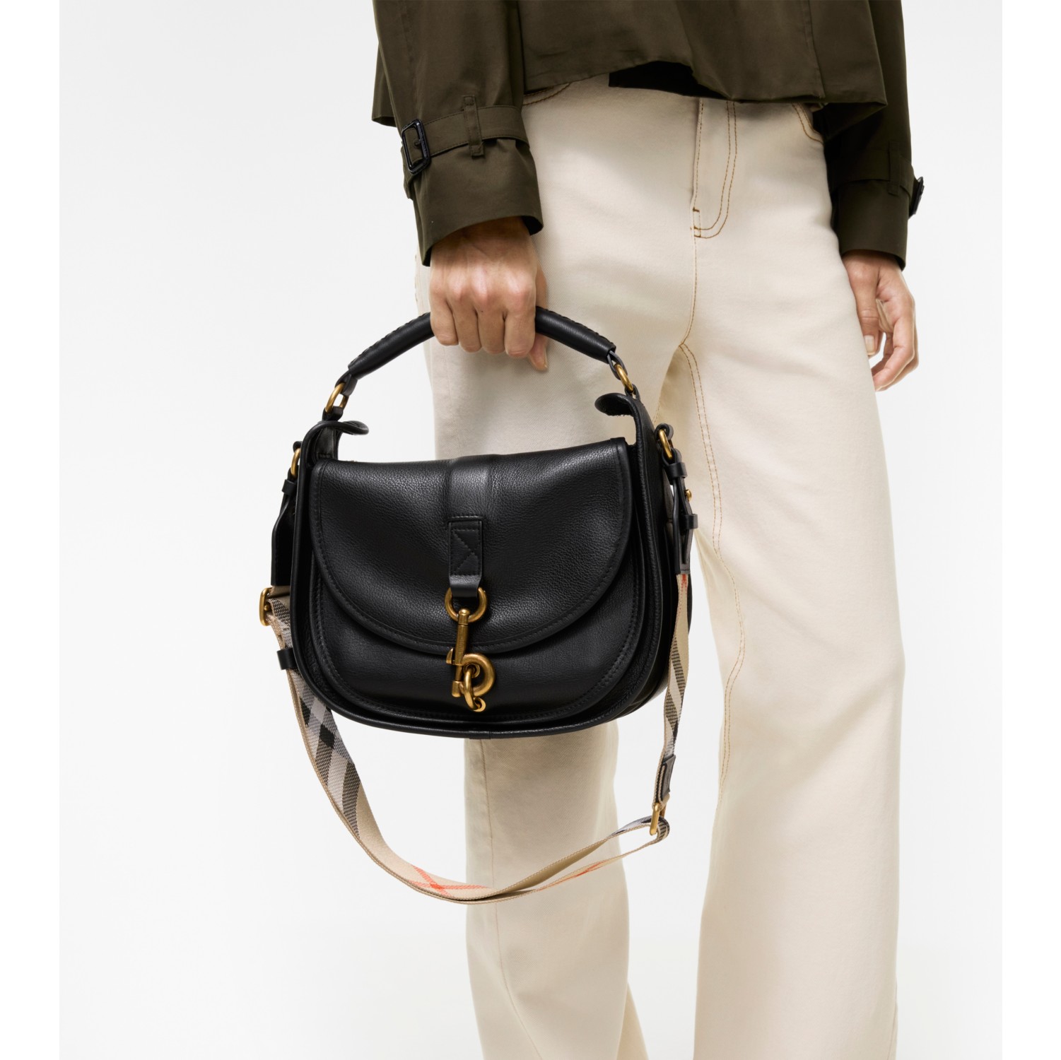 Small B Clip Messenger Bag in Black - Women, Leather | Burberry