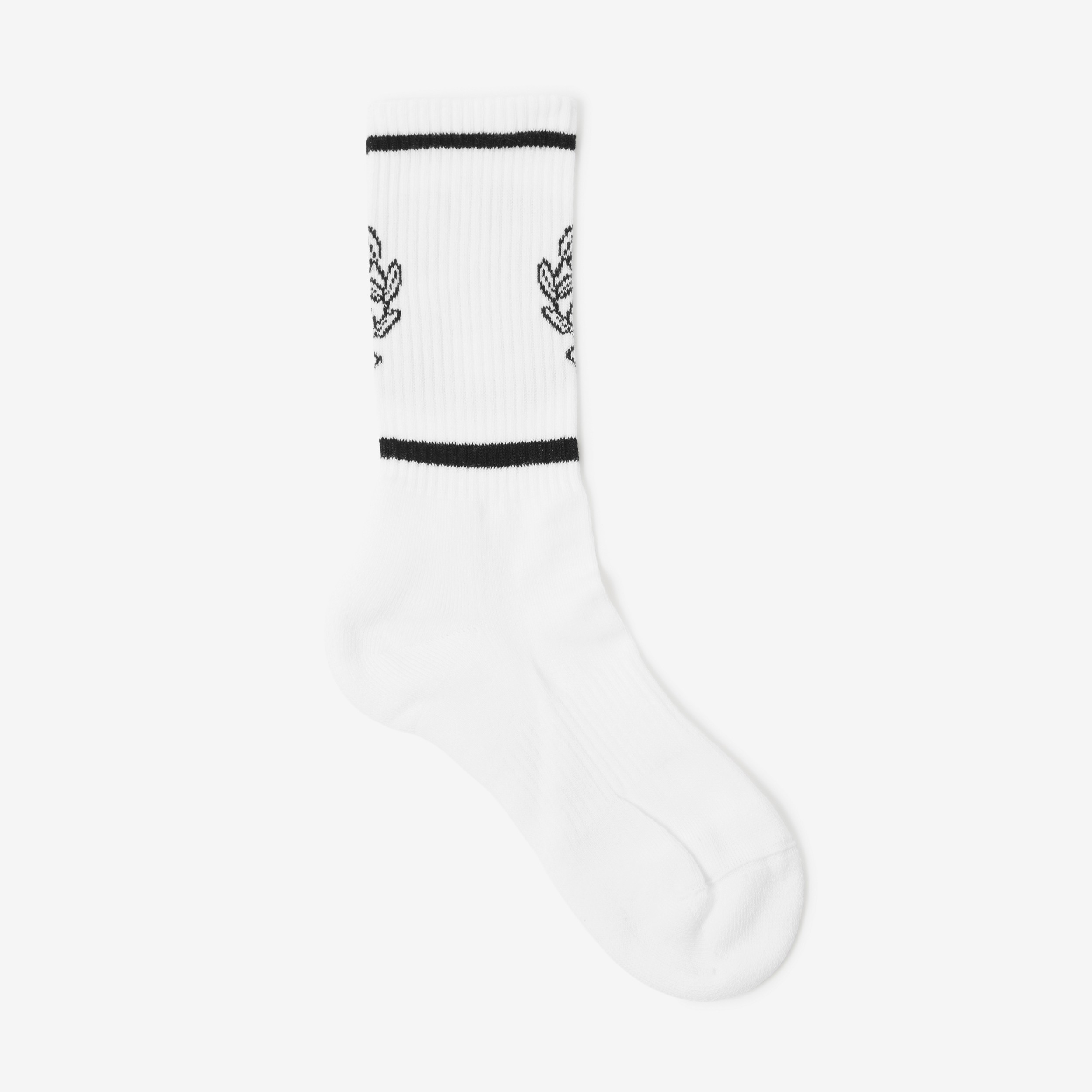 EKD Technical Stretch Cotton Jacquard Socks in White/black | Burberry® Official - 3