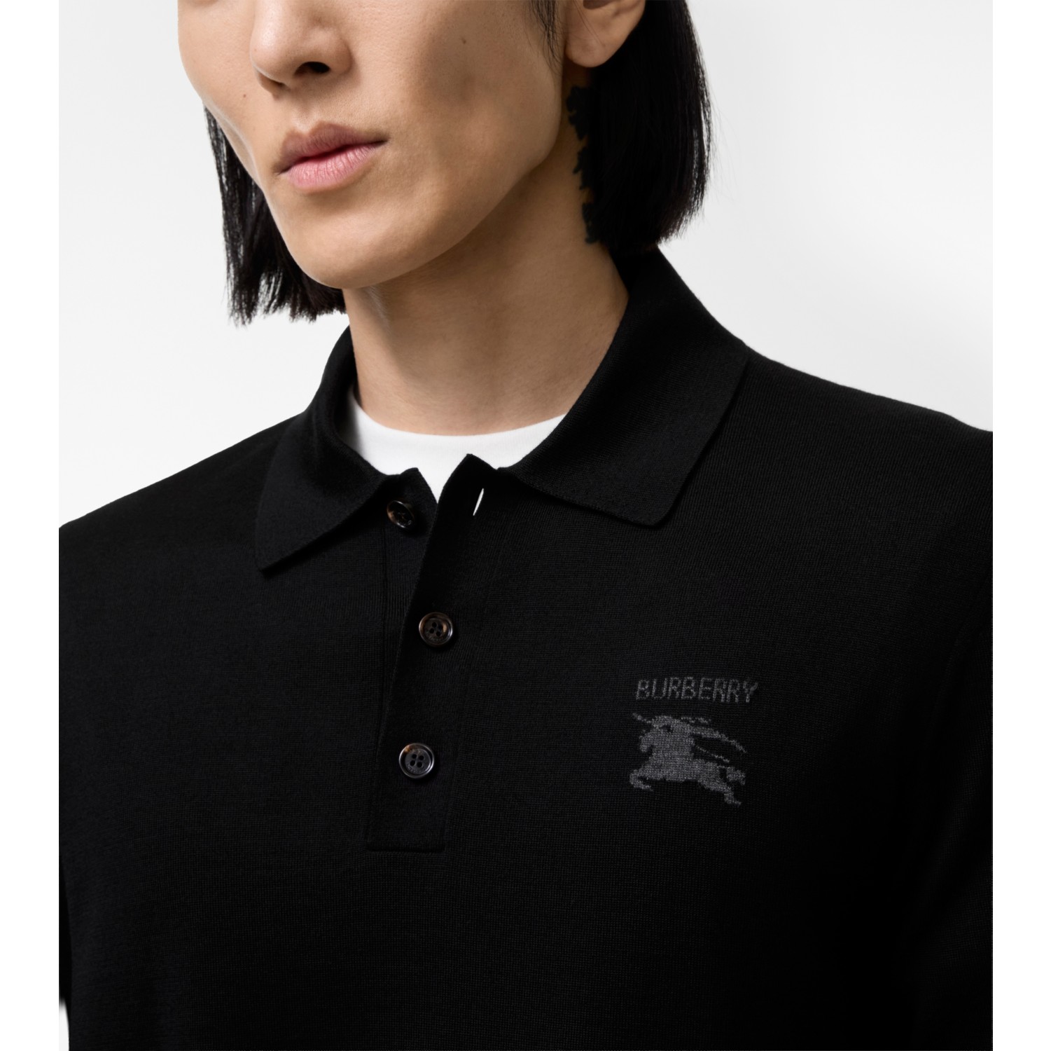 Long-sleeve Knight Wool Polo Shirt in Black - Men | Burberry® Official