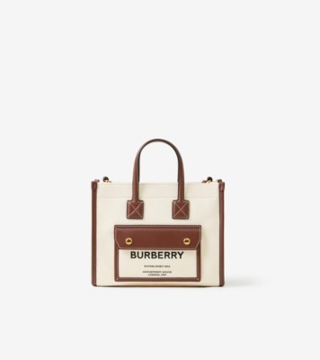 Shop Burberry Medium Freya Two-Tone Canvas & Leather Tote