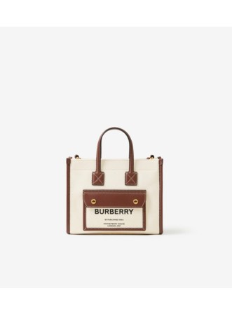 Vintage Burberry Tote Bag With Tan Leather Trim