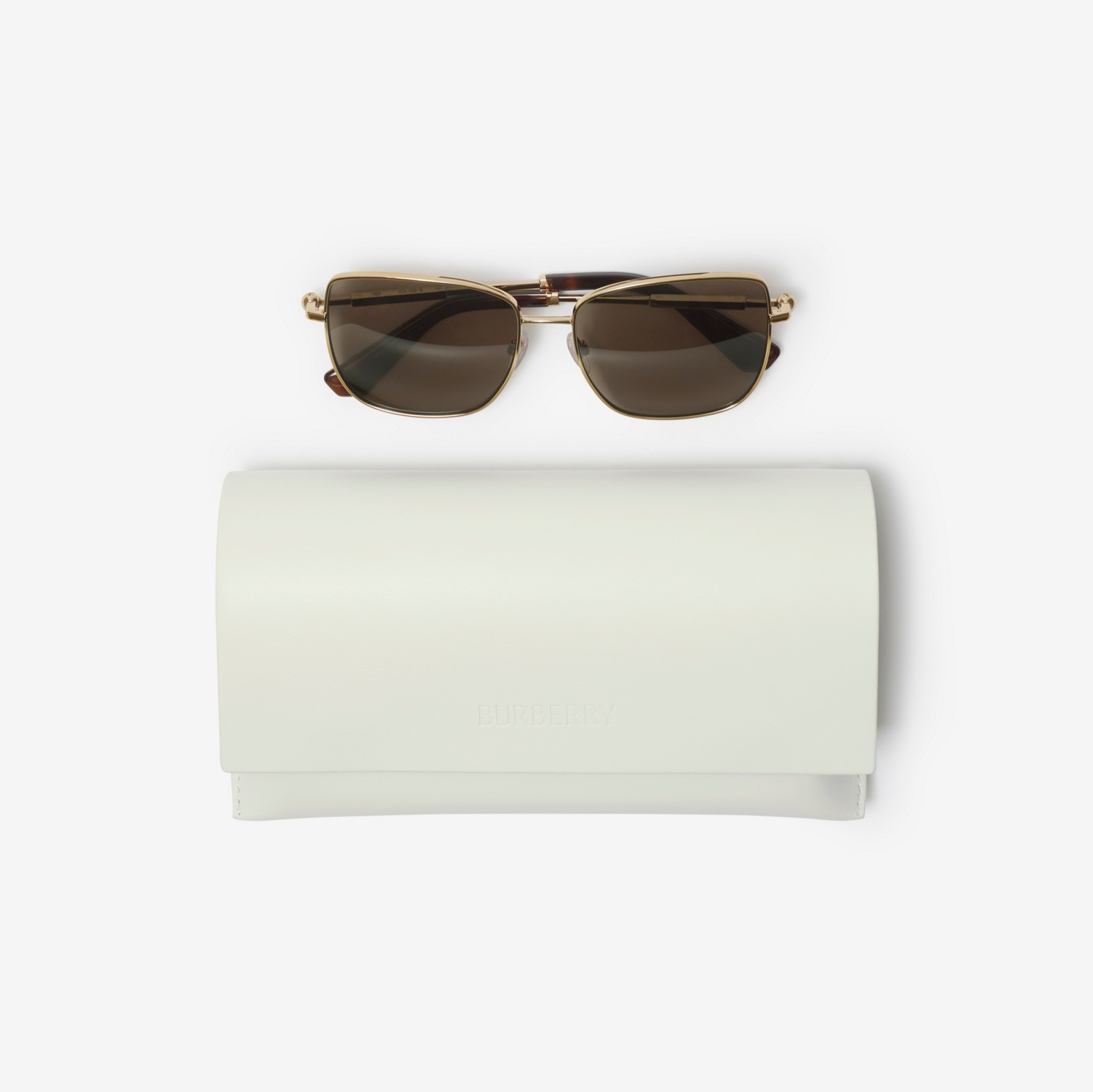 Metal Logo Square Sunglasses in Light gold/dark havana Metal Logo Square Sunglasses in Light gold/dark havana