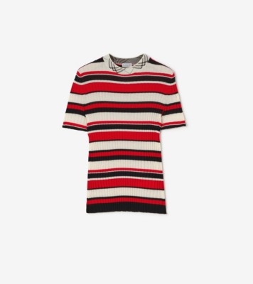 Striped Wool T-shirt in Red - Women, Cashmere | Burberry® Official