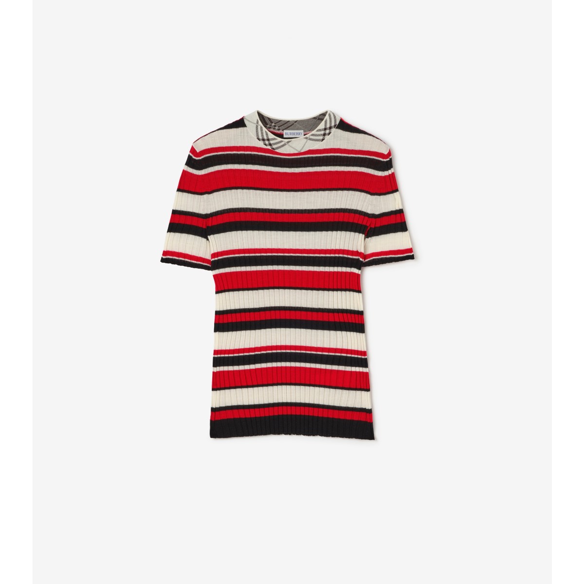  Check Striped Wool T-shirt
