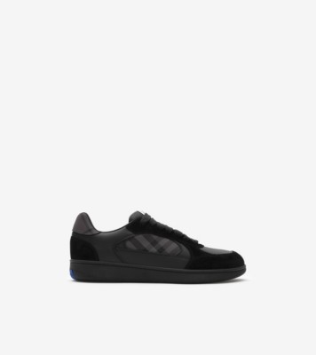 Leather, Suede and Check Terrace Sneakers​ in Black/lead grey