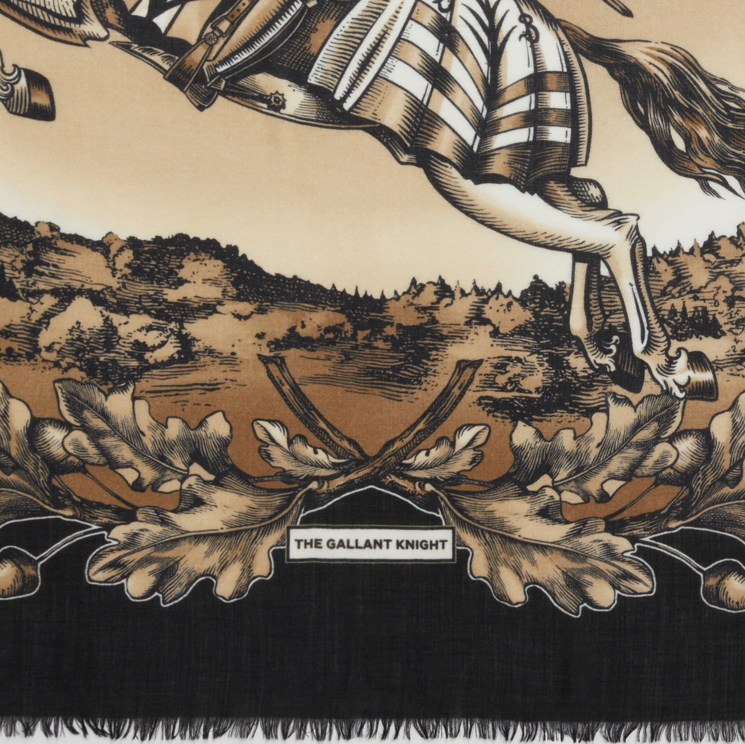 马术骑士印花大号羊绒方巾 (典藏米色) | Burberry® 博柏利官网