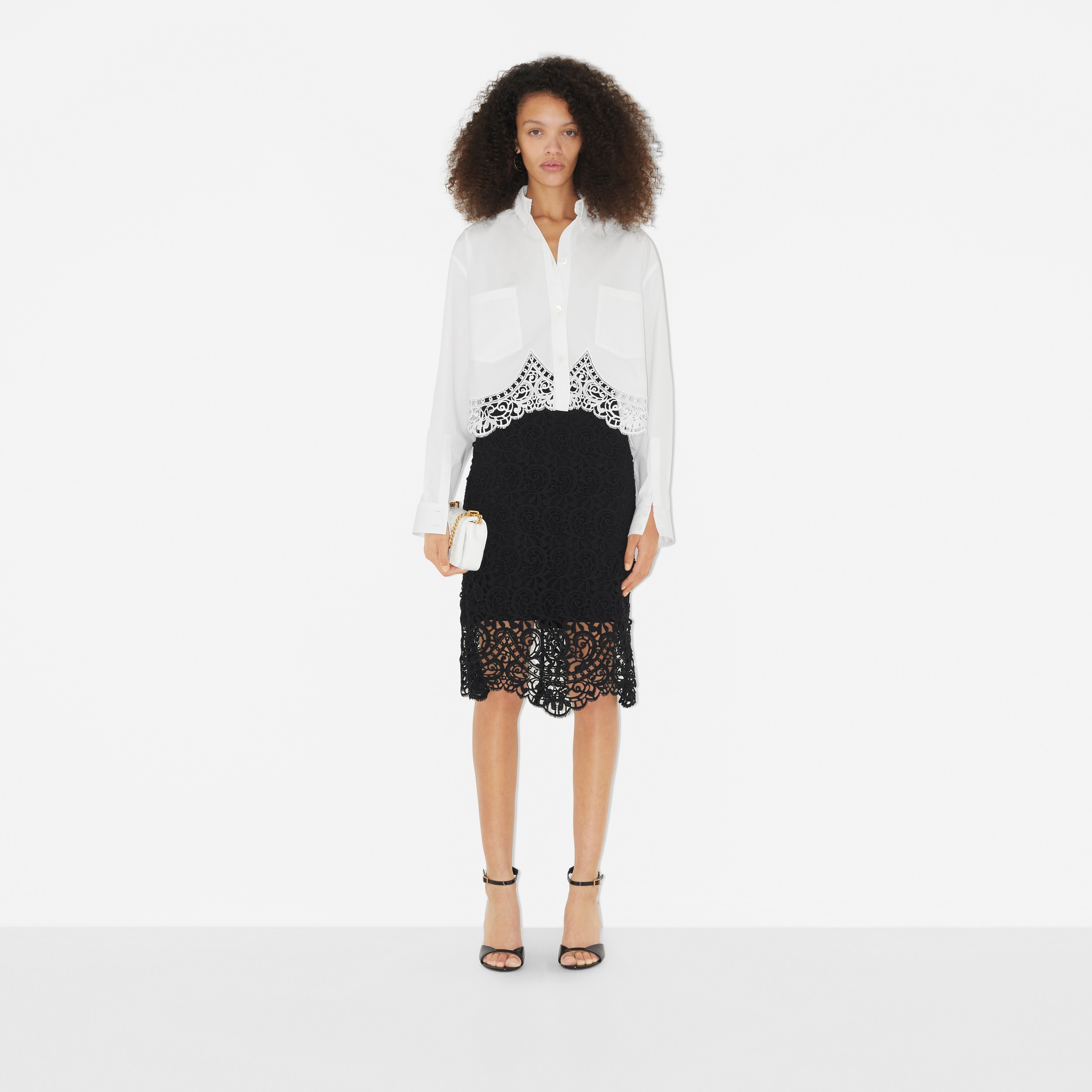 Custom Fit Macramé Lace Pencil Skirt in Black - Women | Burberry® Official - 2