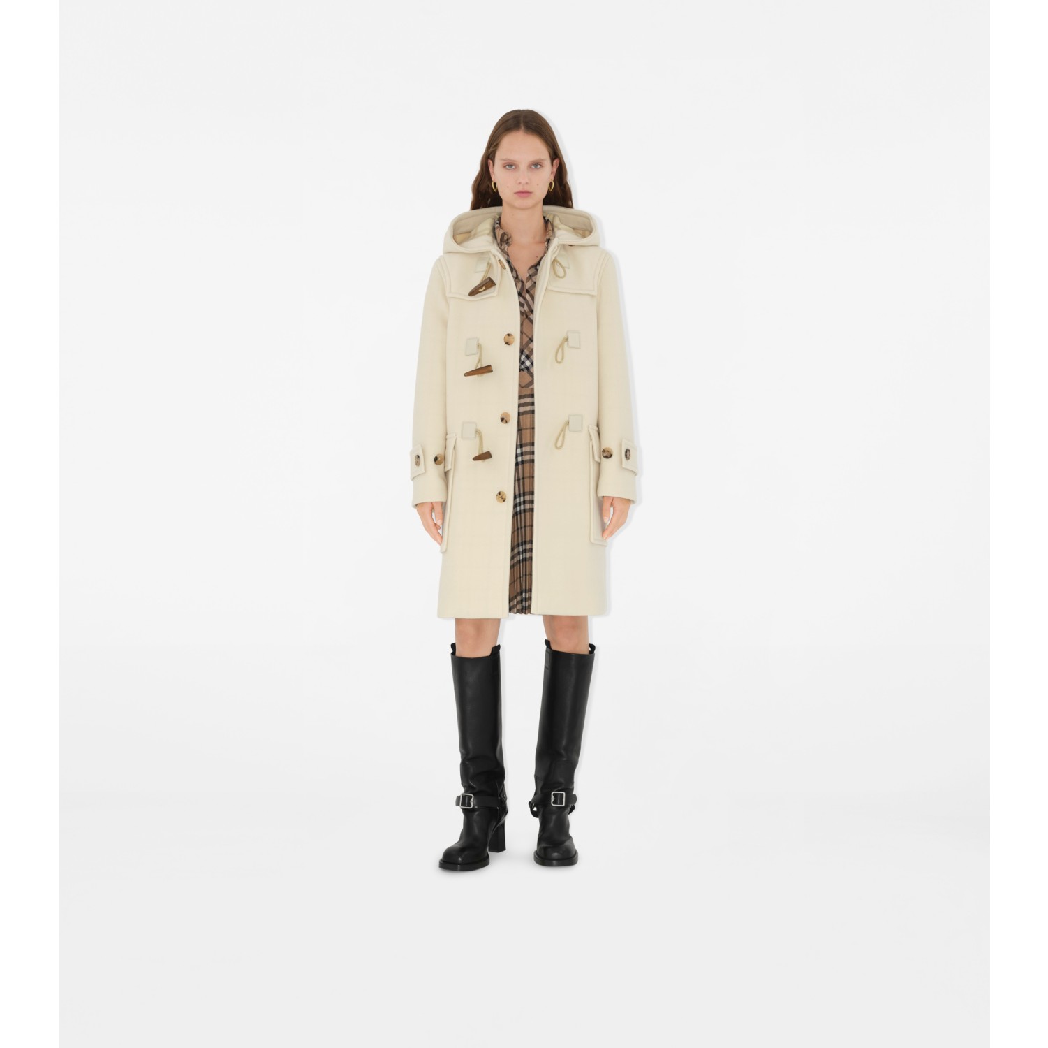 Wool Cashmere Duffle Coat in Candle Women Burberry Official