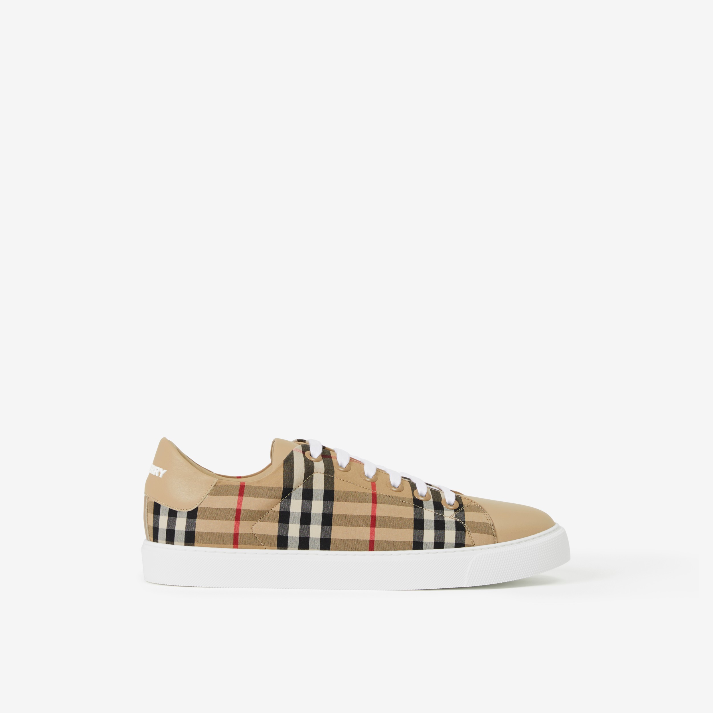 A Blend of Timelessness: Vintage Check and Leather Sneakers by Burberry