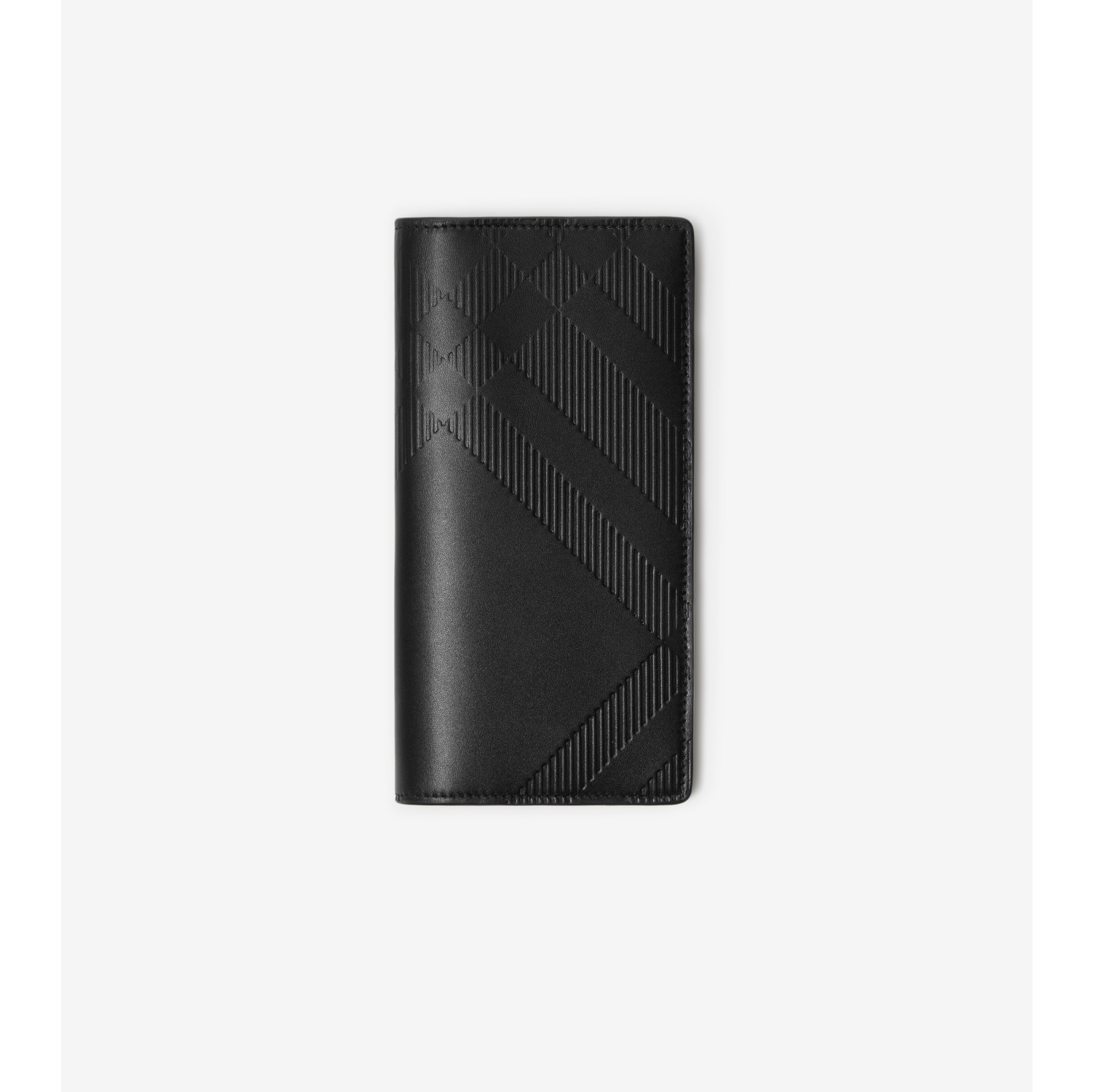 Embossed Check Continental Wallet in Black Men Leather Burberry Official