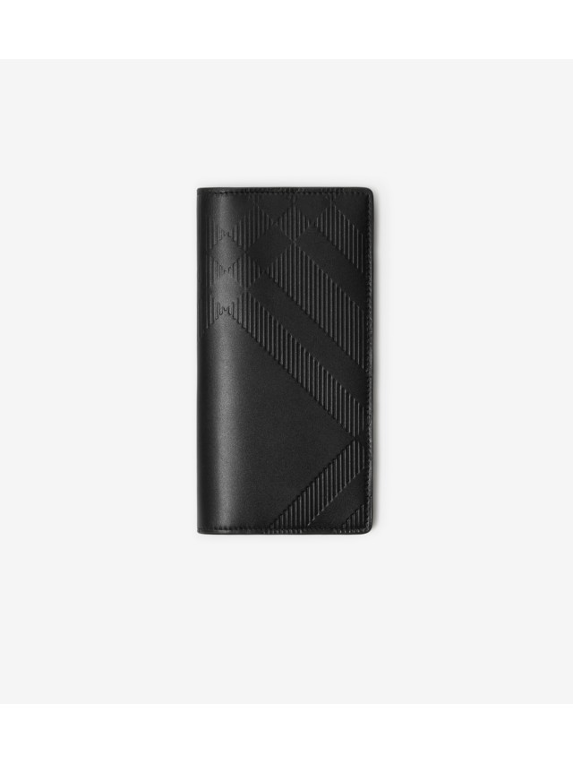 Large Check Jacquard Zip Wallet in Black Men Nylon Burberry Official