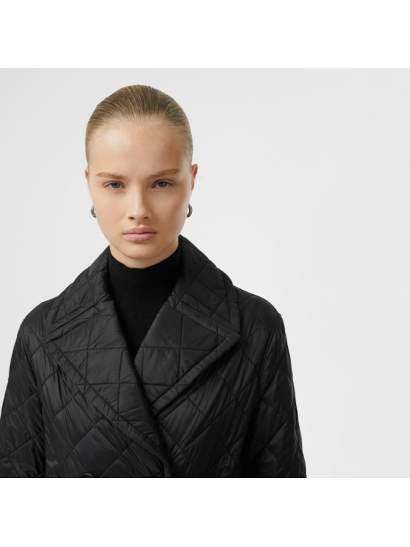 Lightweight Diamond Quilted Coat in Black - Women | Burberry United States