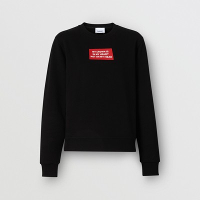 Avec En Sweat Shirt CitationnoirFemmeBurberry Coton nkZOPNw8X0