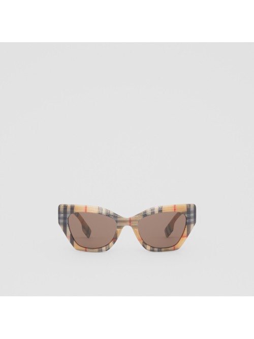 Burberry Vintage Check Butterfly Frame Sunglasses In Antique Yellow |  ModeSens