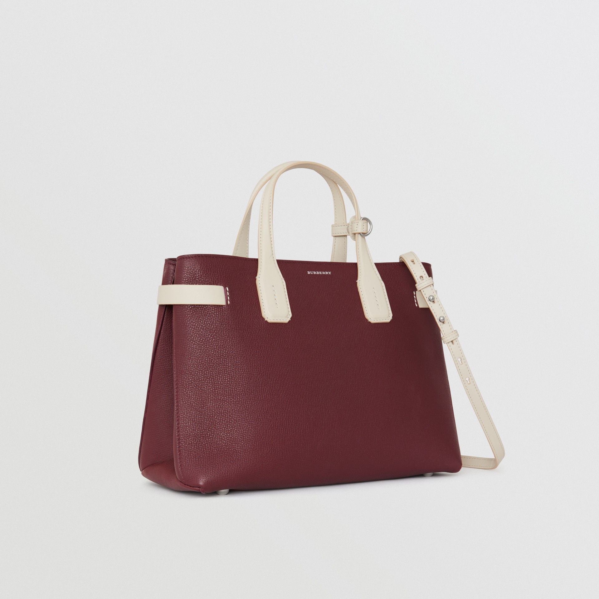 The Medium Banner in Two-tone Leather in Mahogany Red/limestone - Women ...