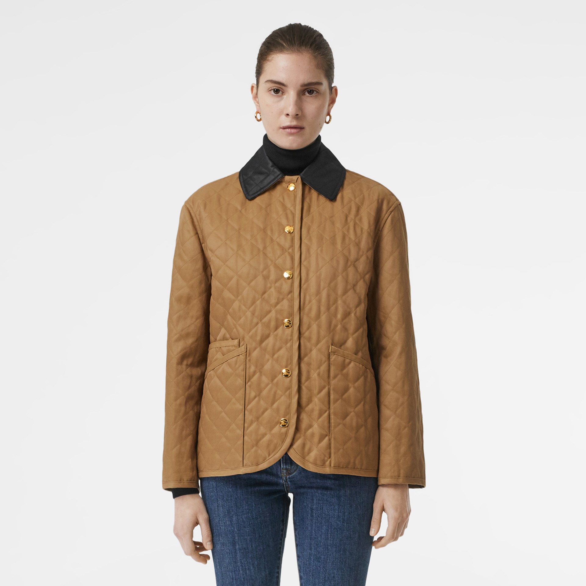 Diamond Quilted Barn Jacket in Camel - Women | Burberry United States