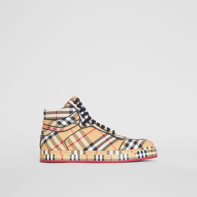 Hohe Sportschuhe aus Vintage Check Baumwolle (Antikgelb Hohe Sportschuhe aus Vintage Check Baumwolle (Antikgelb