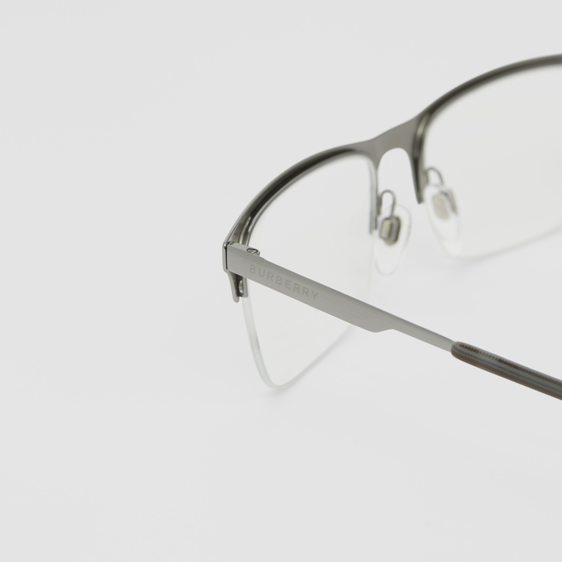 Rectangular Optical Frames In Gunmetal Grey Men Burberry United States