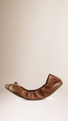 tan leather ballerinas