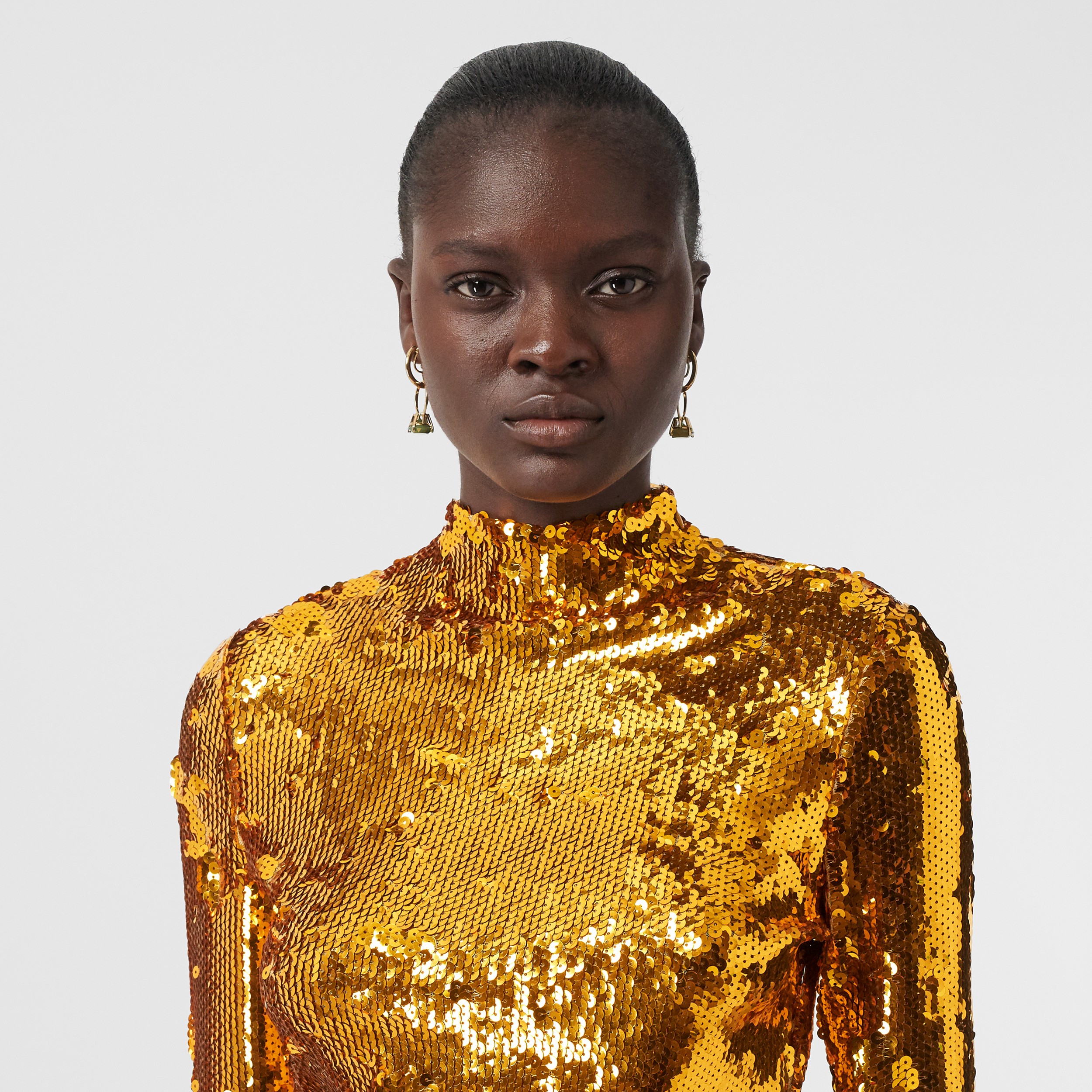 Sequinned Turtleneck Top in Gold - Women | Burberry United States