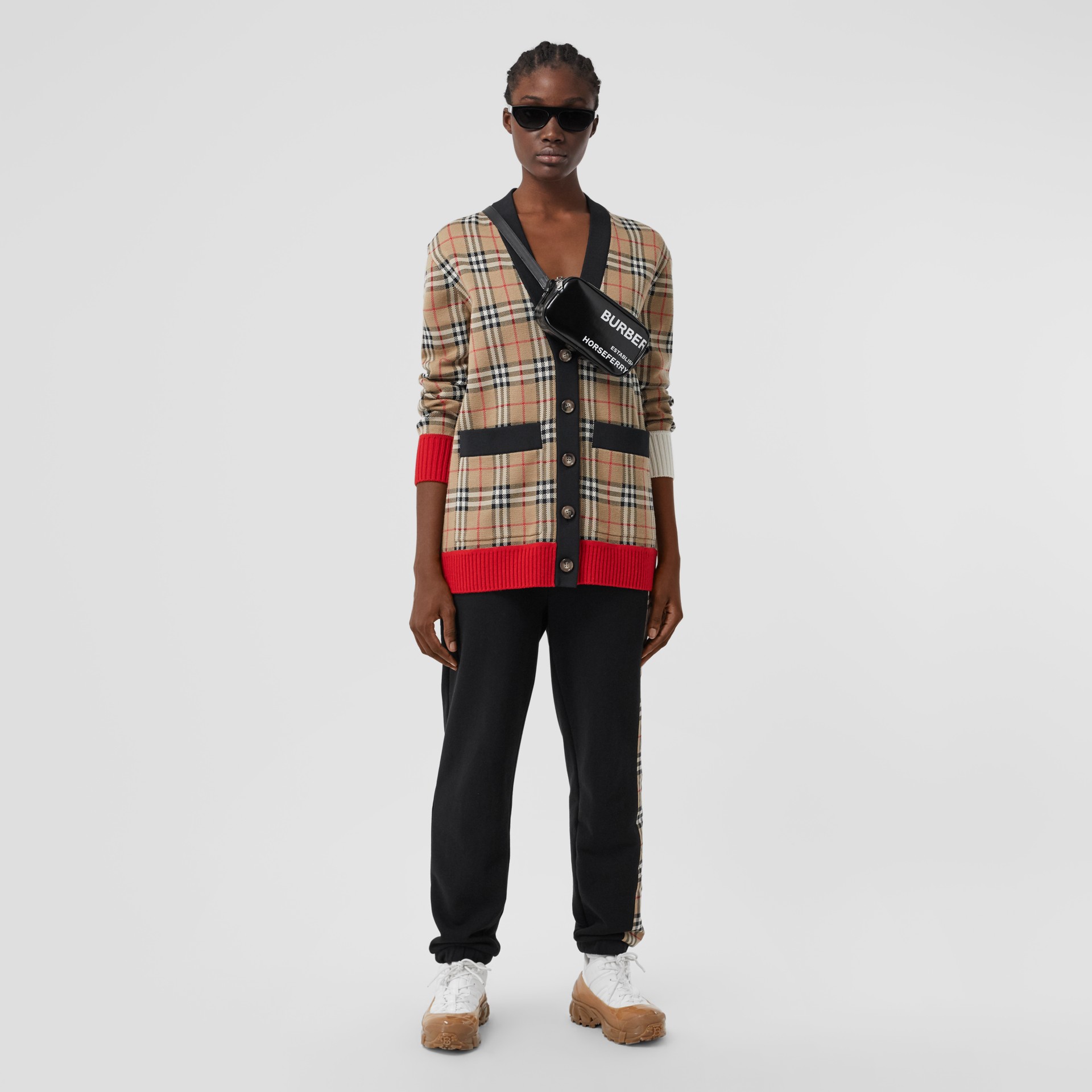 Mini Horseferry Print Coated Canvas Camera Bag in Black Burberry