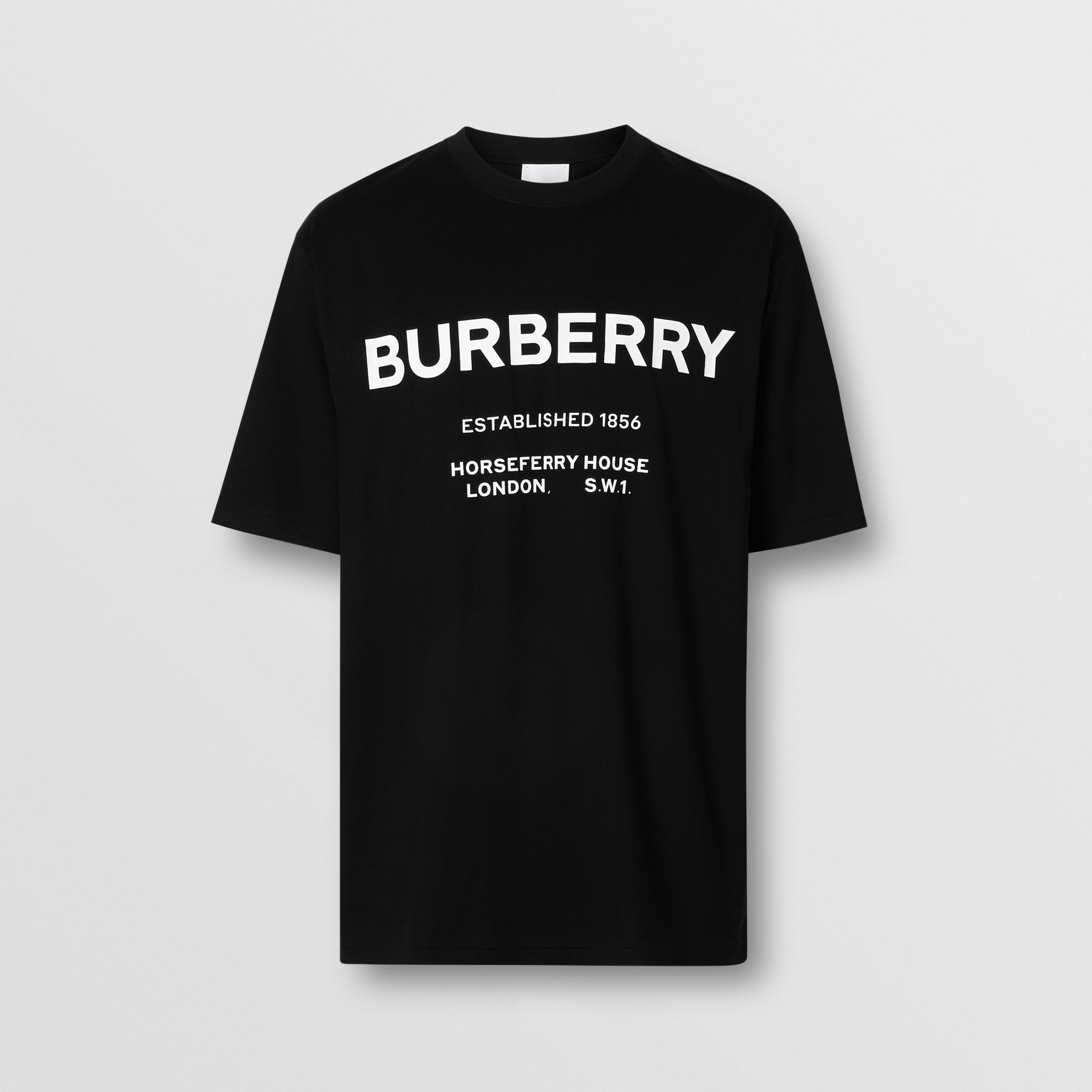 Horseferry Print Cotton T-shirt in Black - Men | Burberry United States