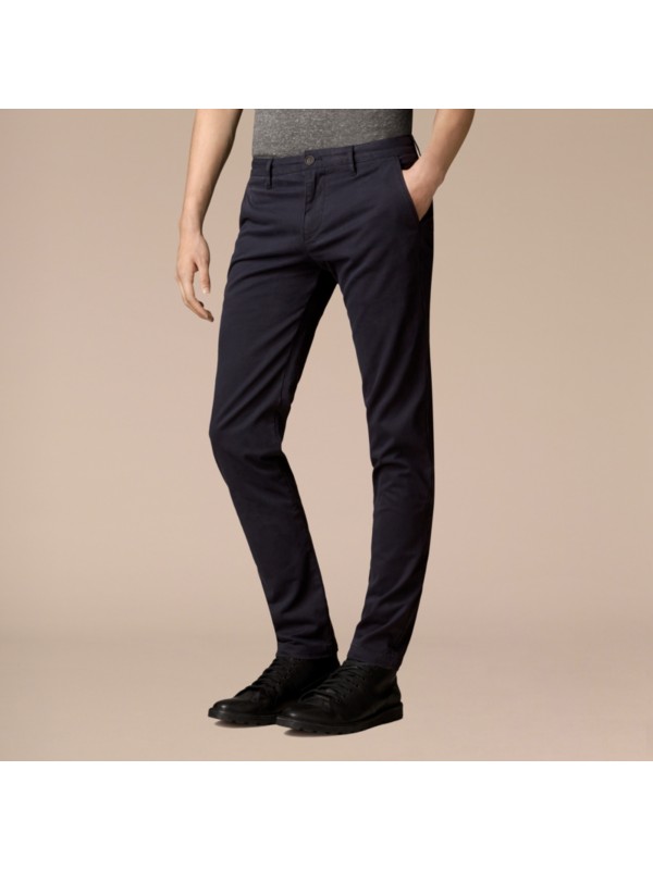 Slim Fit Stretch-Cotton Twill Chinos in Navy - Men | Burberry United ...