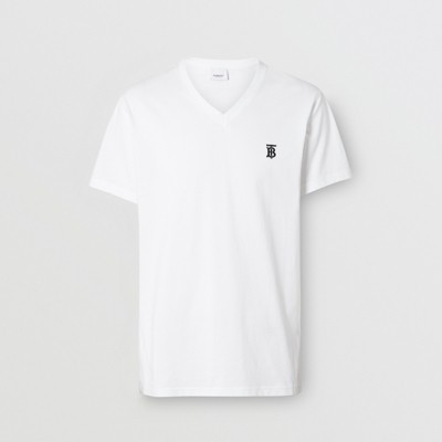 Monogram Motif Cotton V-neck T-shirt in 
