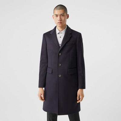 Wool Cashmere Tailored Coat in Navy 
