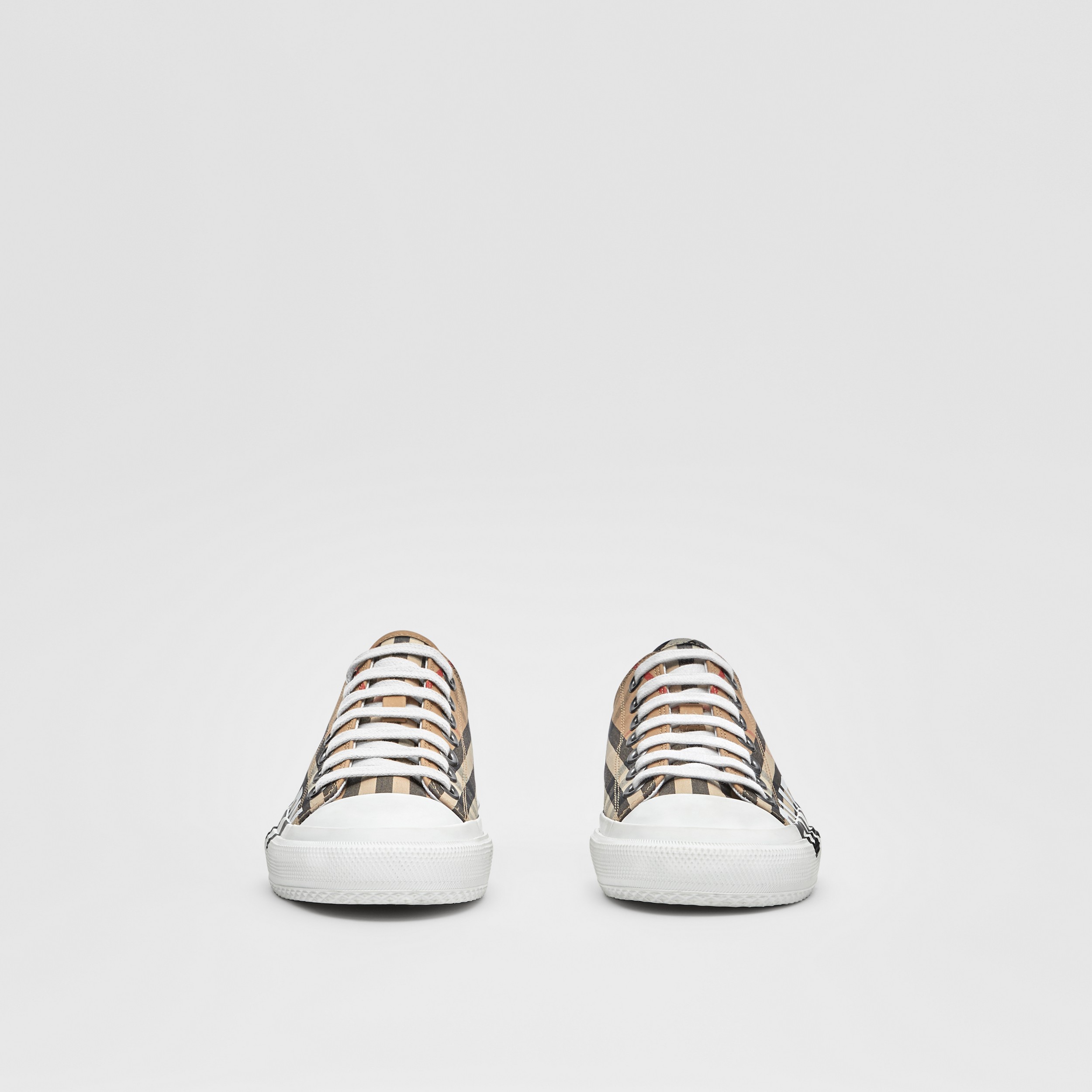 Logo Print Vintage Check Cotton Sneakers in Archive Beige - Women | Burberry® Official - 4