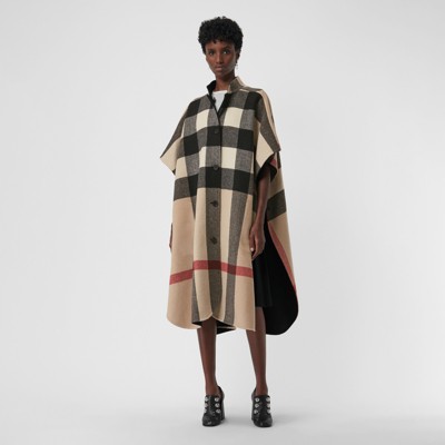 Reversible Check Oversized Poncho in 