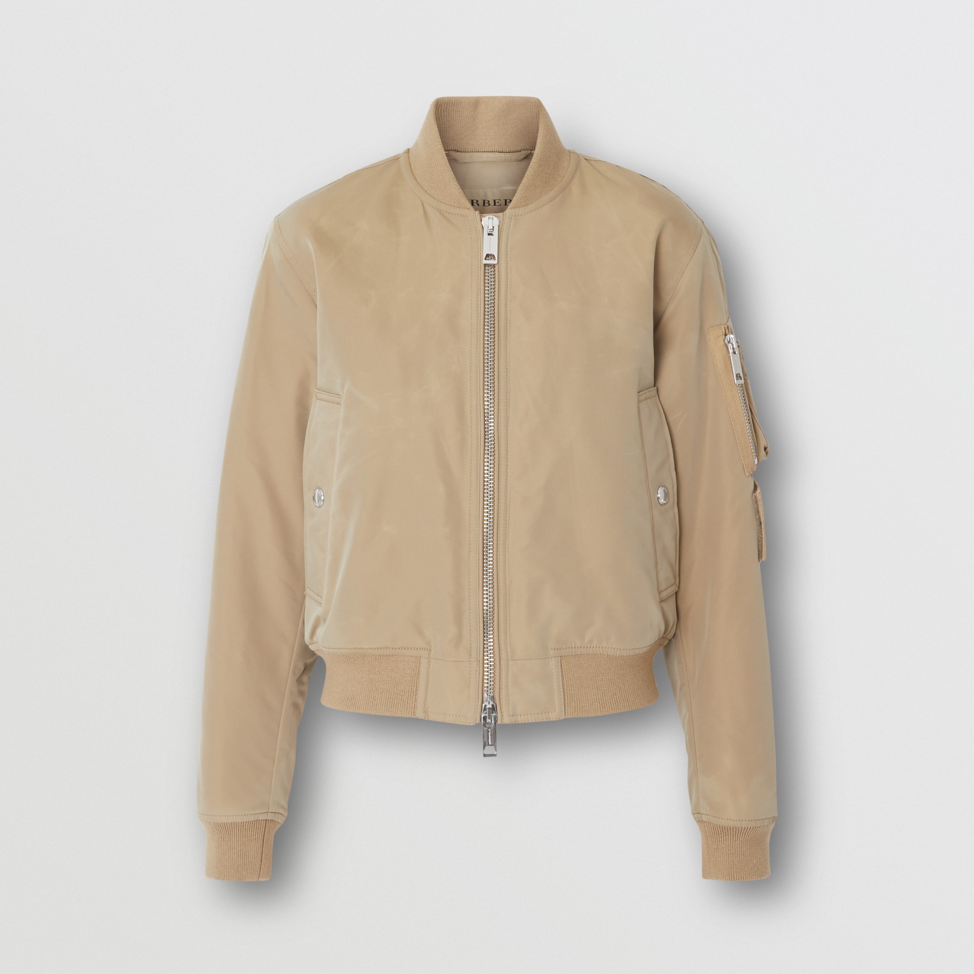 Union Jack Motif Nylon Bomber Jacket in Honey Women Burberry United