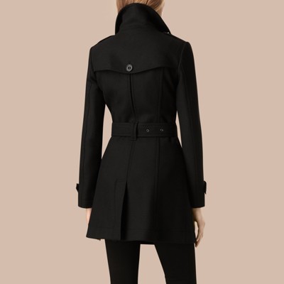 burberry short double wool twill trench coat