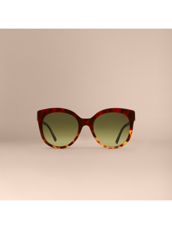 Buckle Detail Cat Eye Frame Sunglasses In Amber Yellow Women Burberry United States 