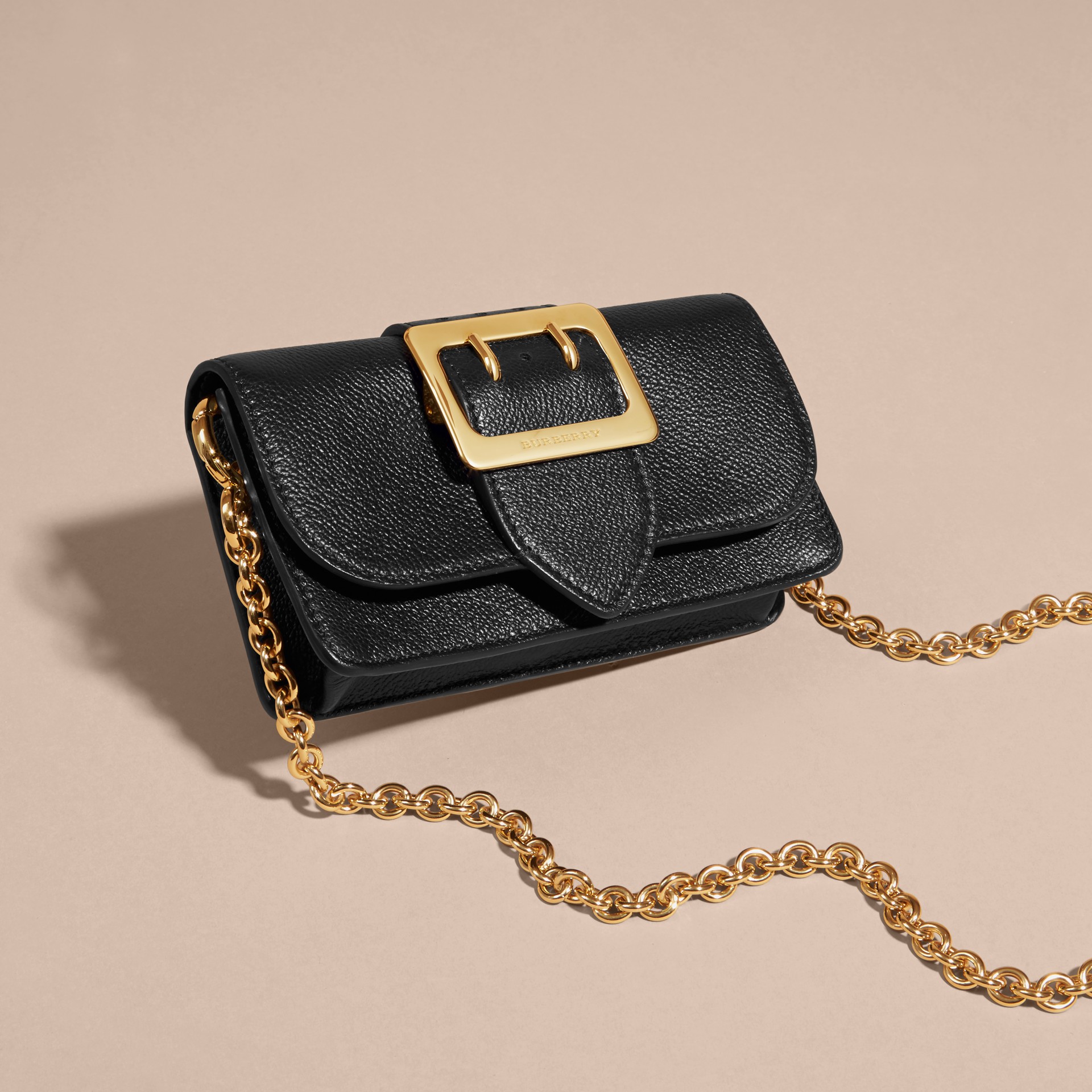 The Mini Buckle Bag in Grainy Leather Black | Burberry