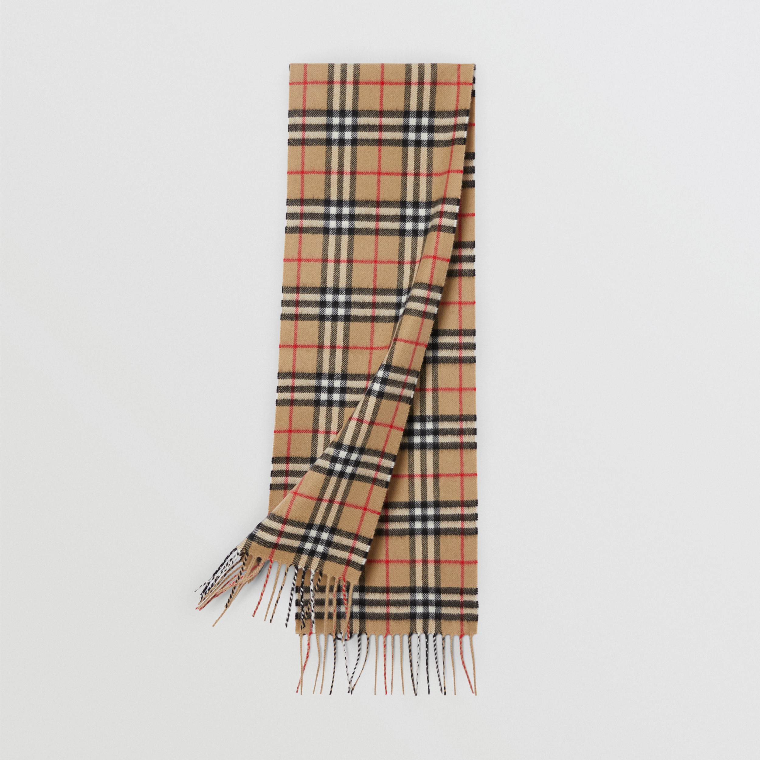 The Mini Classic Vintage Check Cashmere Scarf in Archive Beige - Children | Burberry® Official - 1