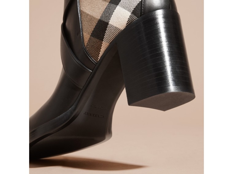 burberry house check leather bootie