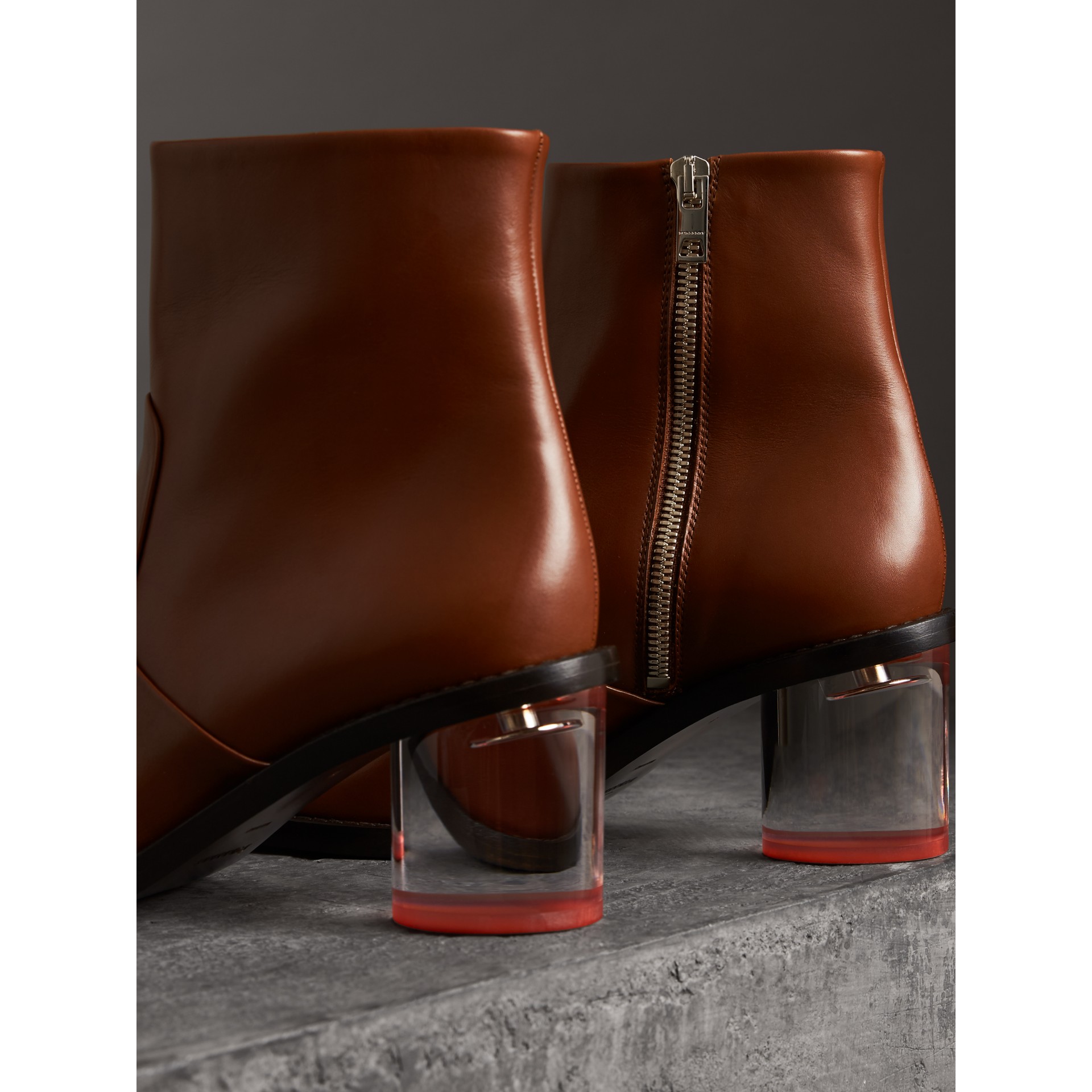block heel boots brown leather