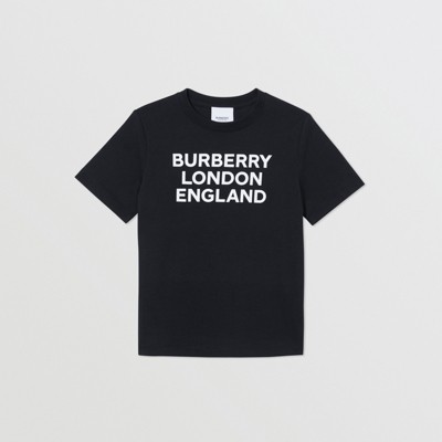 Logo Print Cotton T-shirt in Black | Burberry® Official