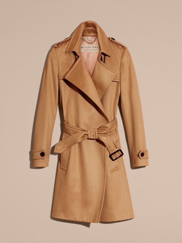 Cashmere Wrap Trench Coat in Camel | Burberry United Kingdom