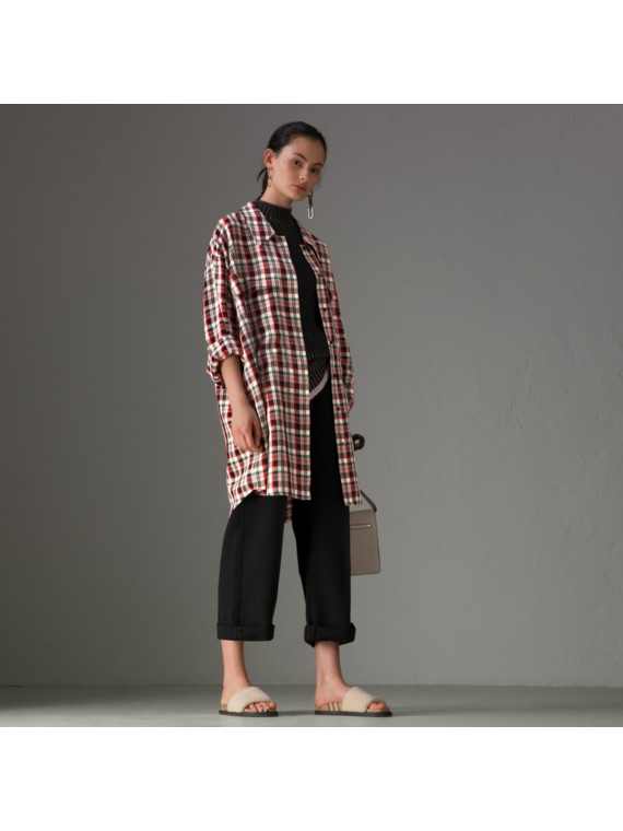 red check oversized shirt