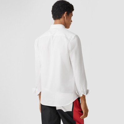 slim fit monogram motif stretch cotton poplin shirt