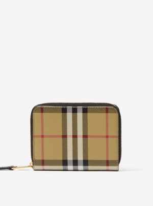 Vintage Check and Leather Zip Wallet
