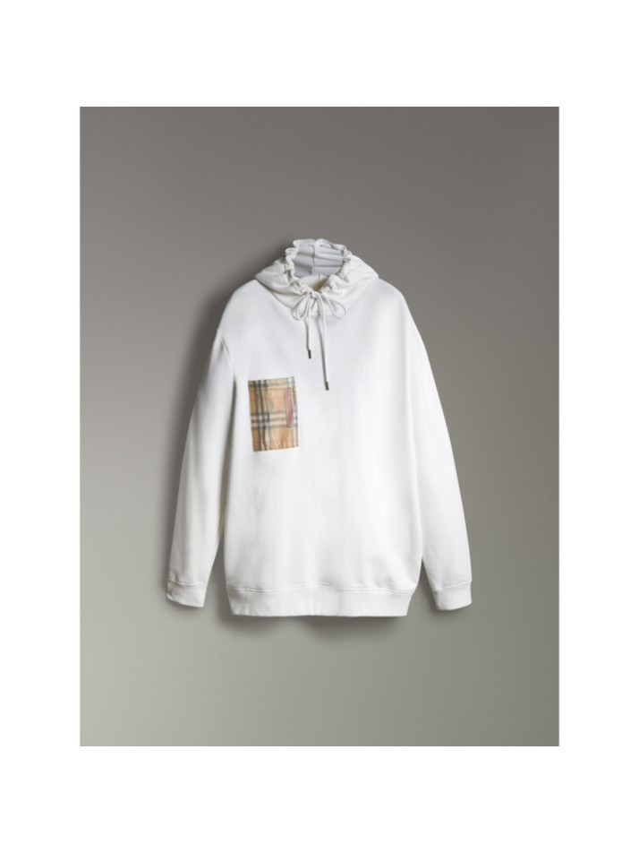 票根印花口袋平织棉质连帽衫 (白色) - 男士 | burberry 博柏利