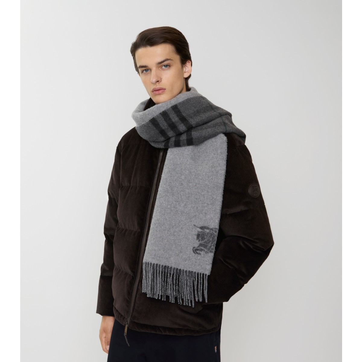  Check Wide Reversible Cashmere Scarf