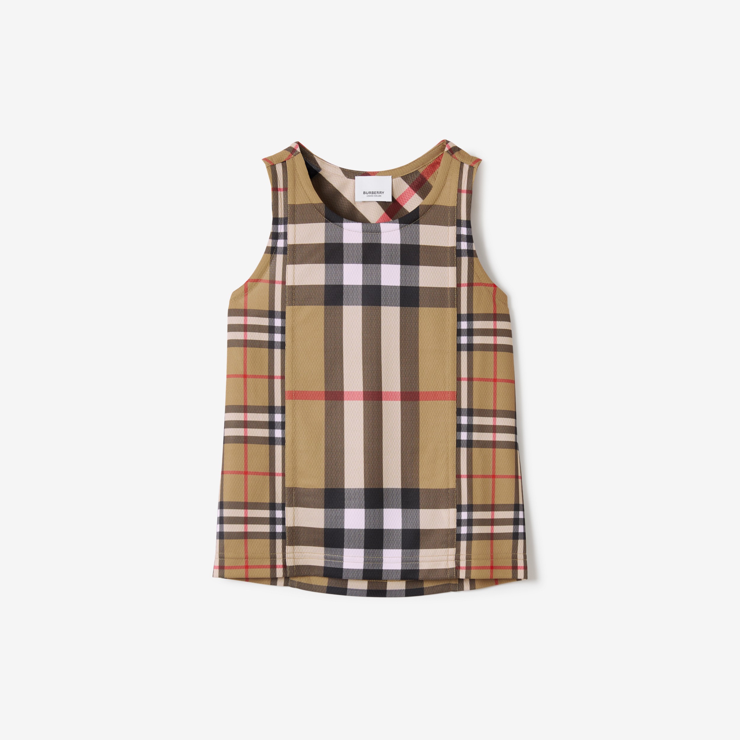 Contrast Check Mesh Vest in Archive Beige | Burberry® Official - 1