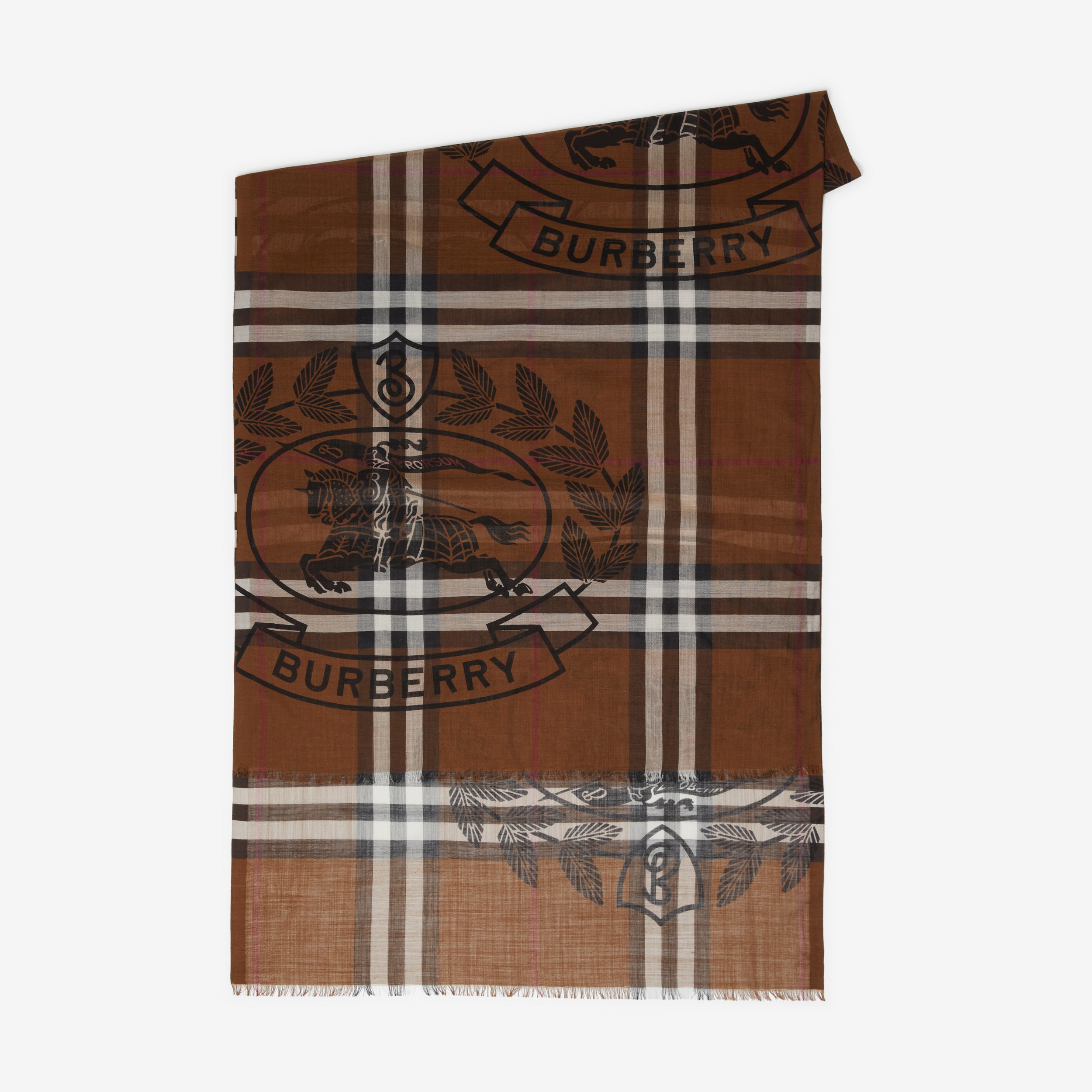 Echarpe de seda e lã com estampa de montagem (Marrom Bétula Escuro) | Burberry® oficial - 2